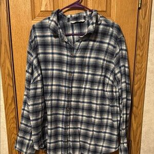 Blue and White Plaid Button-Up Shirt